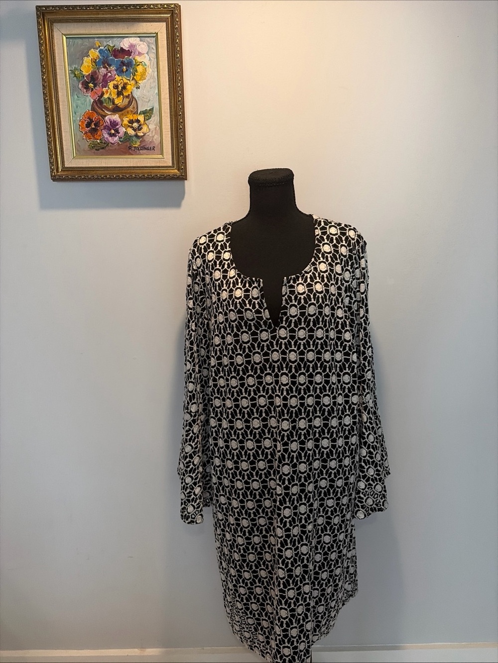 3x Crochet Style NWT Bell Sleeve Dress Black White Plus Boho Romantic